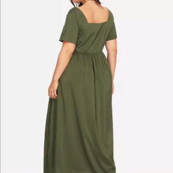 Olive green long dress. - Picture 3 of 5